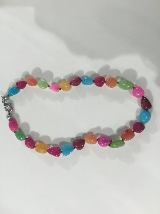 Vibrant Freeform Colorful Beaded Necklace