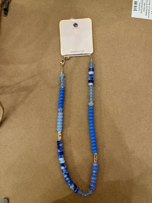 Blue beaded necklace