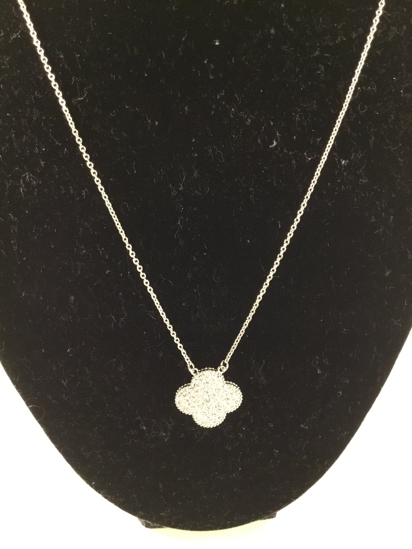 Pave CZ Four-Leaf Clover Necklace