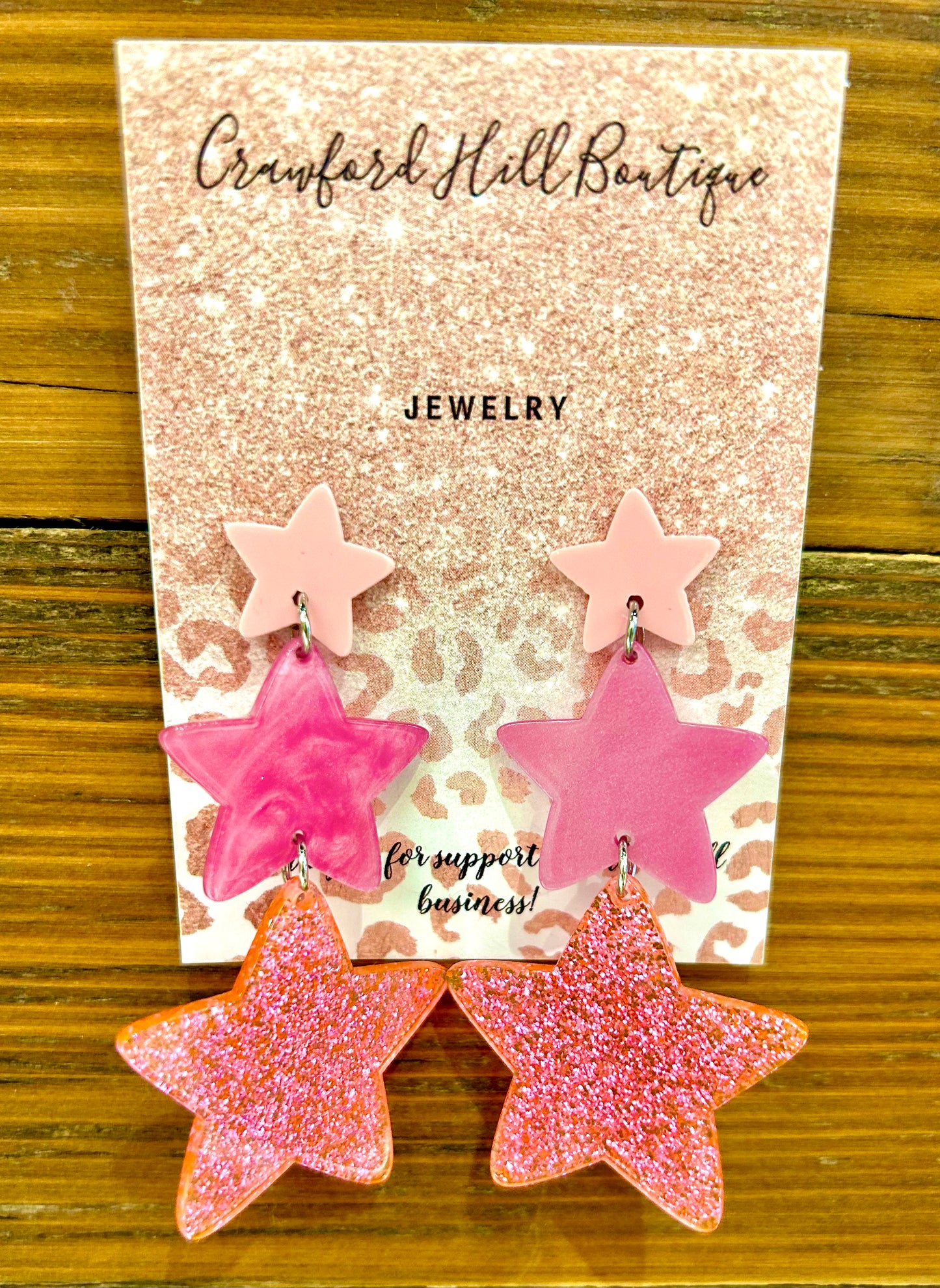 Pink Star Tiered Earrings