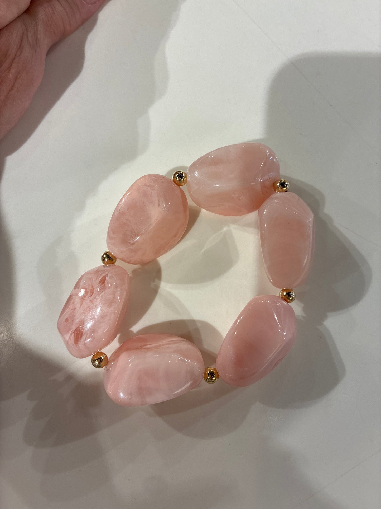 Chunky Marble Acrylic Beaded Stretch Braclet