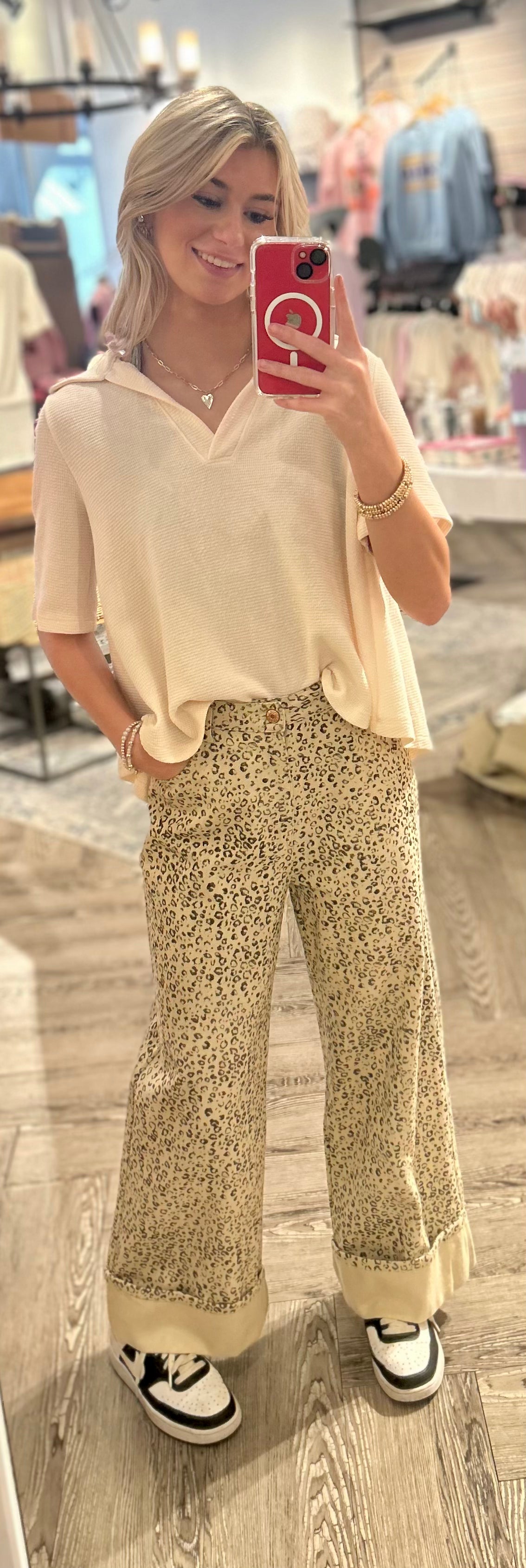 Cloudy Knit Collared Flared Semi Crop Top