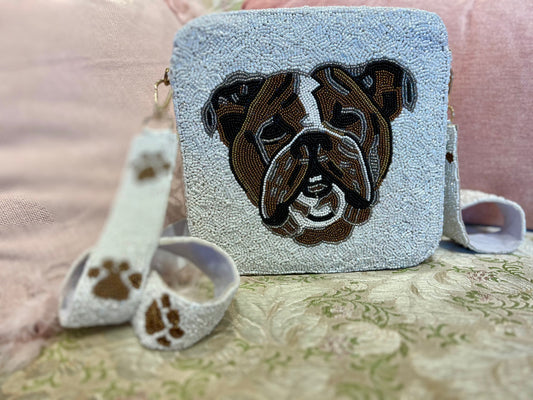 Bulldog Beaded Purse