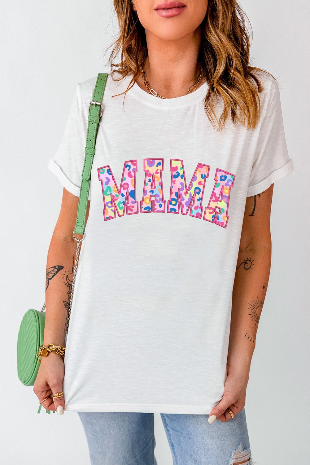 Mama embroidered crew neck tee