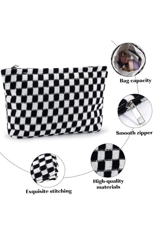 Checkered Cosmetic Bag