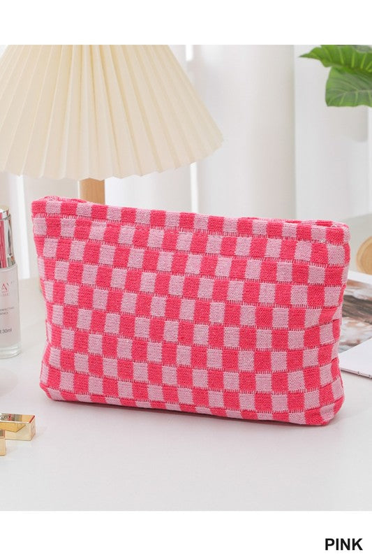 Checkered Cosmetic Bag