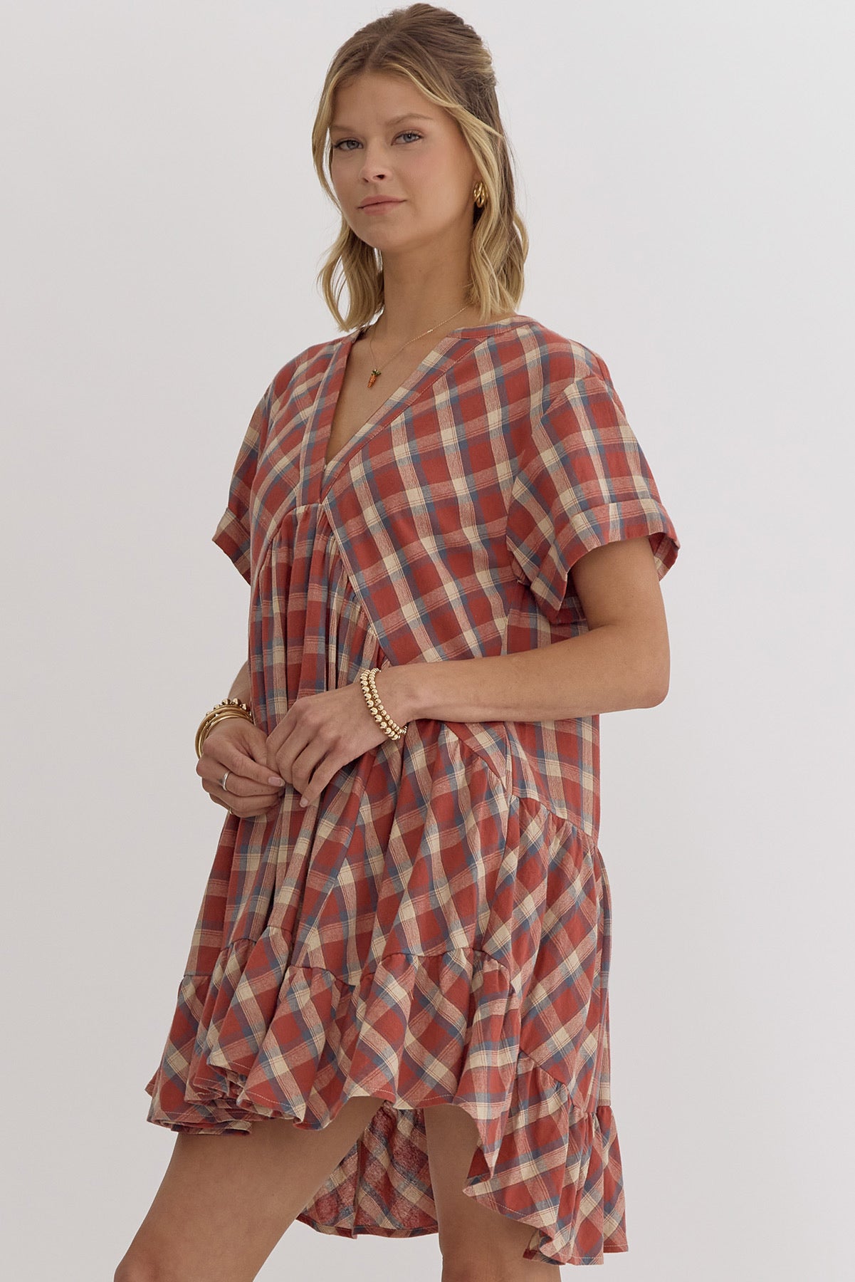 Fall in Love Plaid Comfy Dress