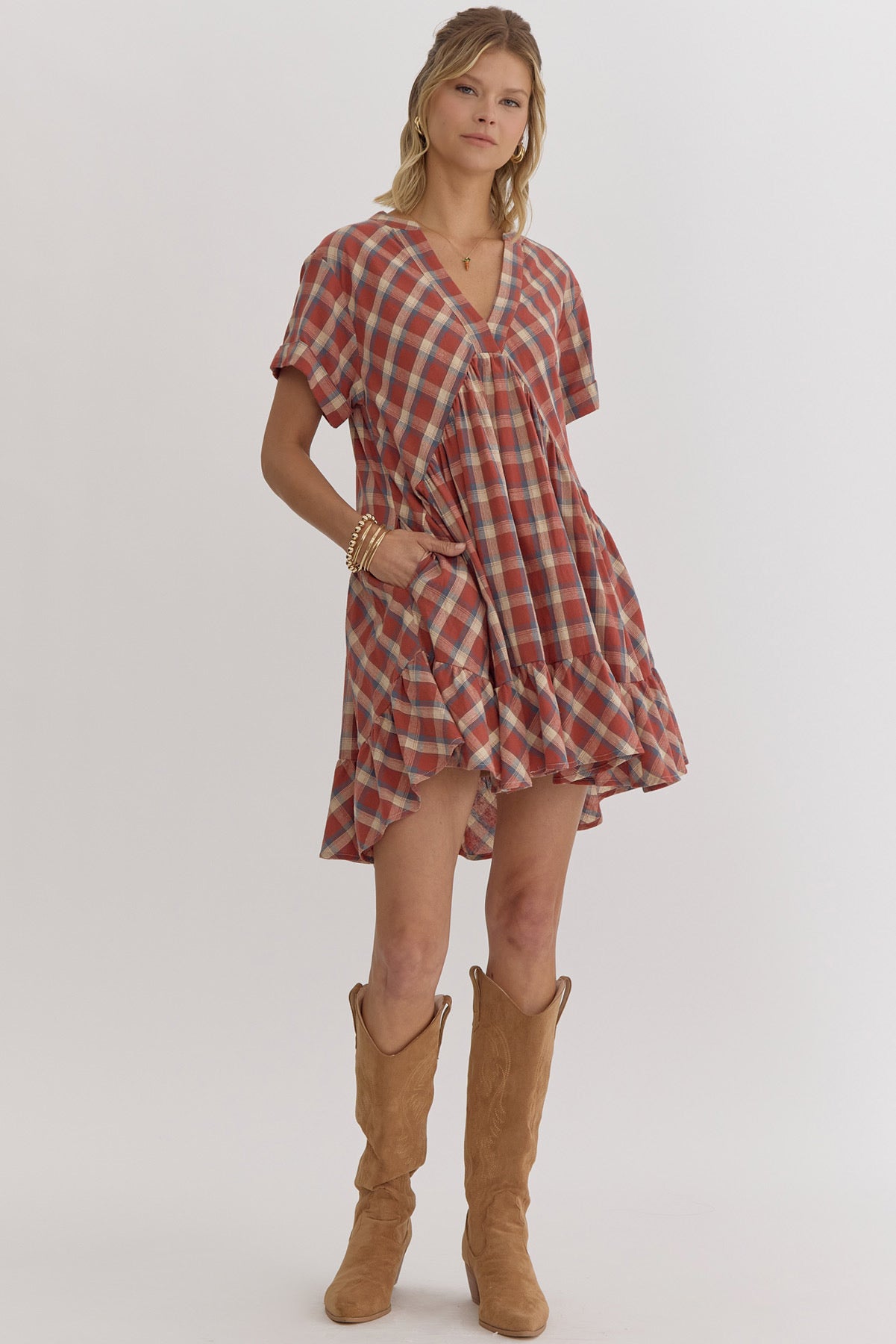 Fall in Love Plaid Comfy Dress