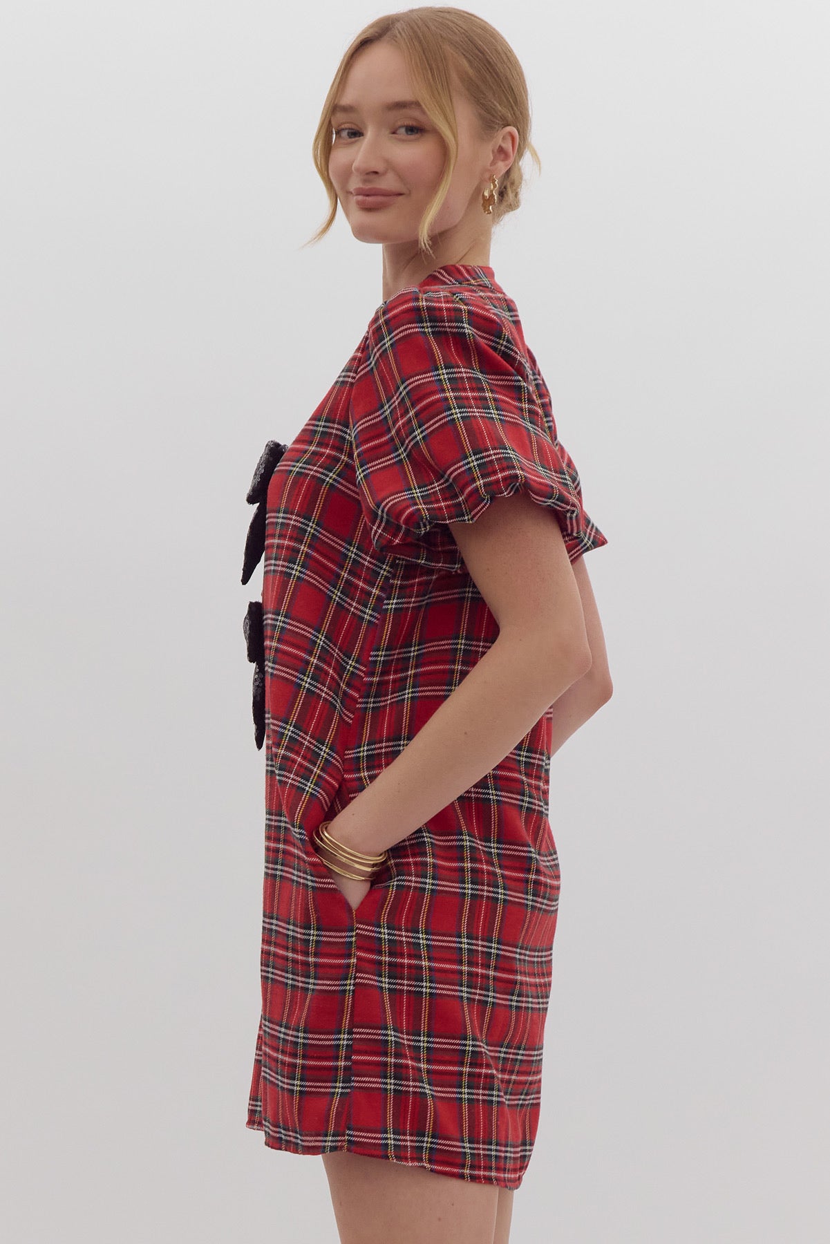 Preppy Plaid Bow Dress