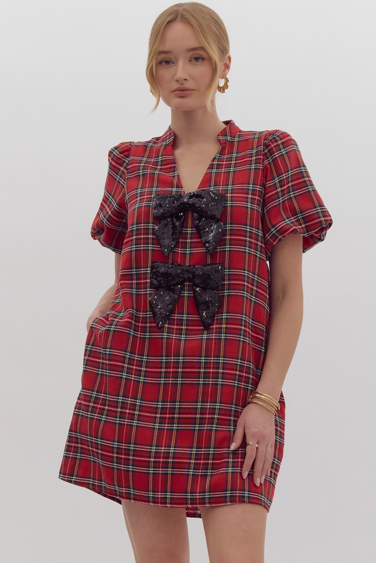 Preppy Plaid Bow Dress