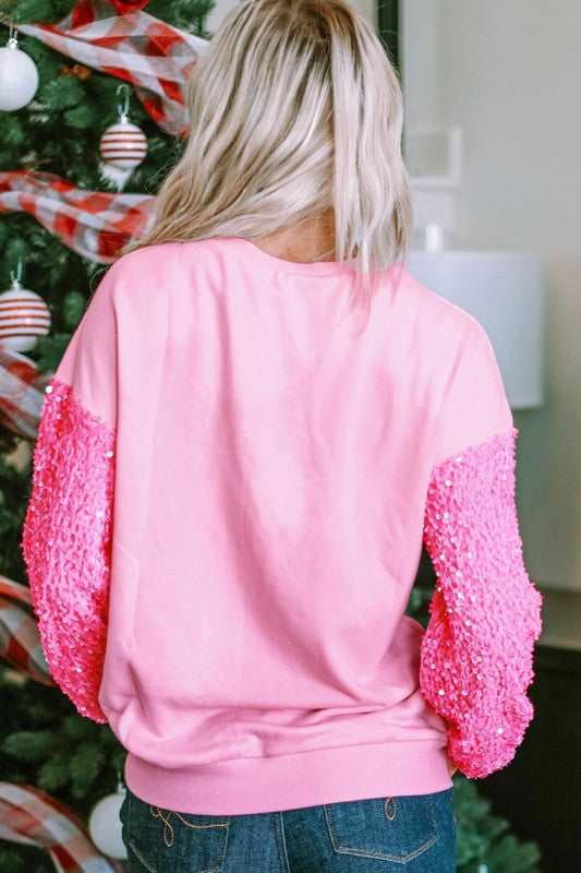 Nutcracker pink Sequin Sleeve Top