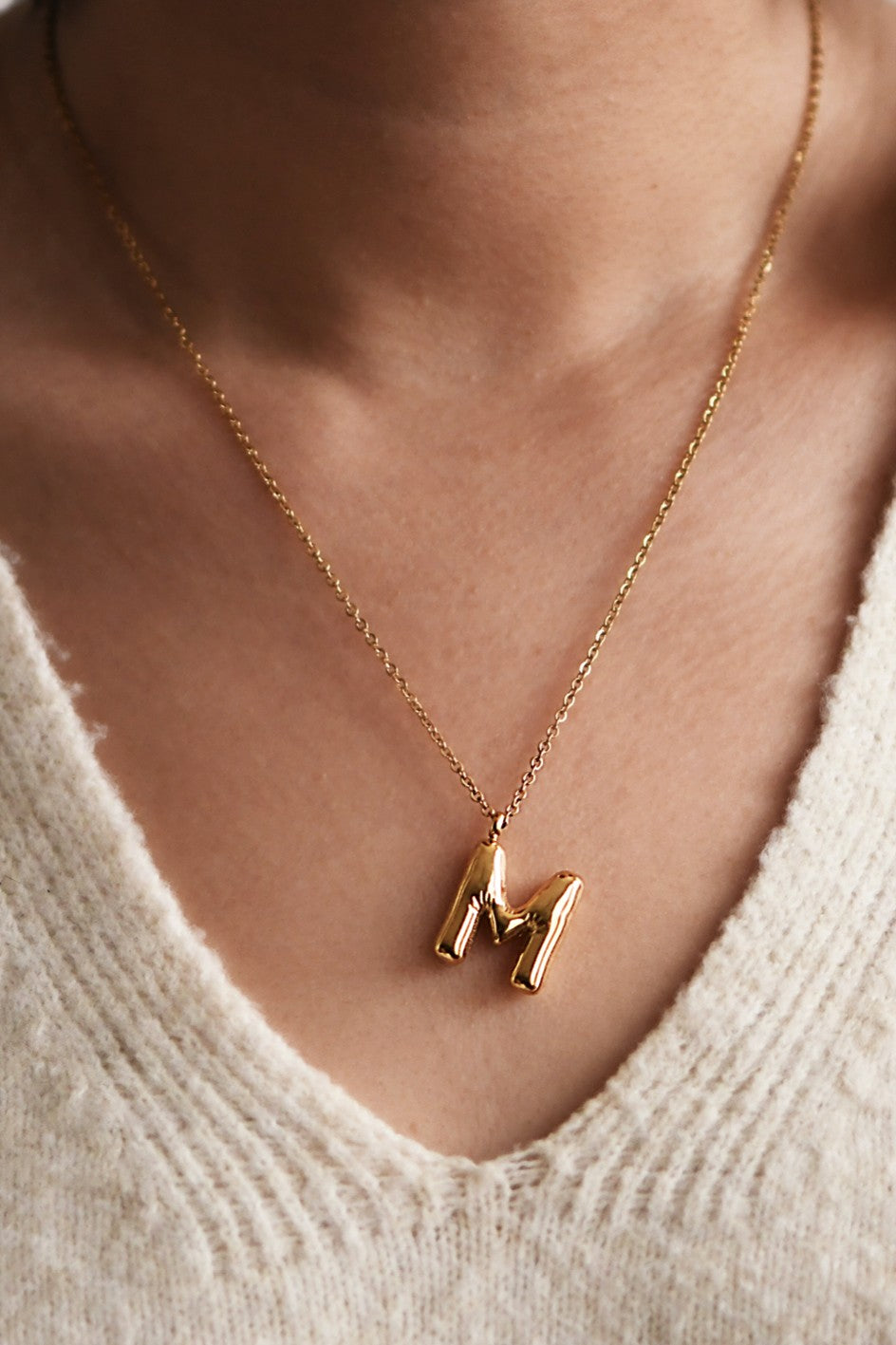 18K Non-Tarnish Stainless Steel Initial Necklace