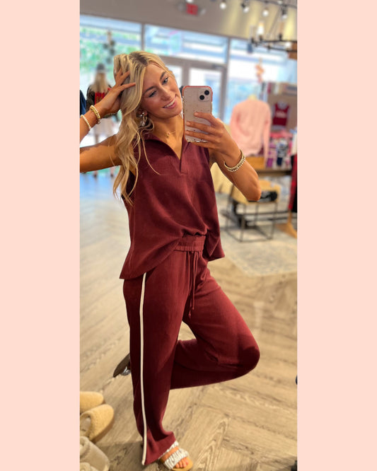 Collared Knit V-Neck Tank Top