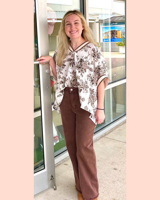 Dolman Sleeve Floral Top-Small-2X