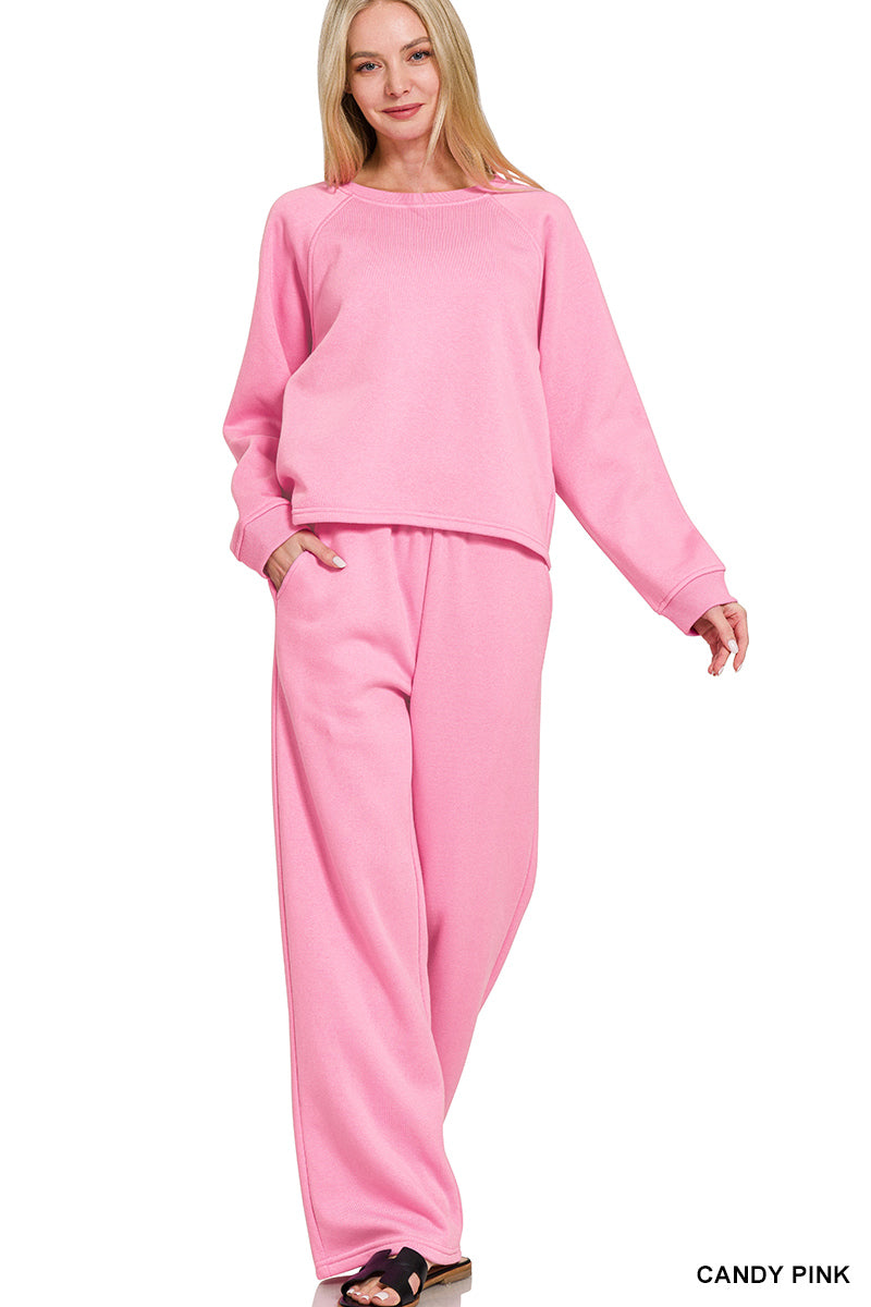 Fleece Raglan Sleeve Pullover & Sweatpants Set