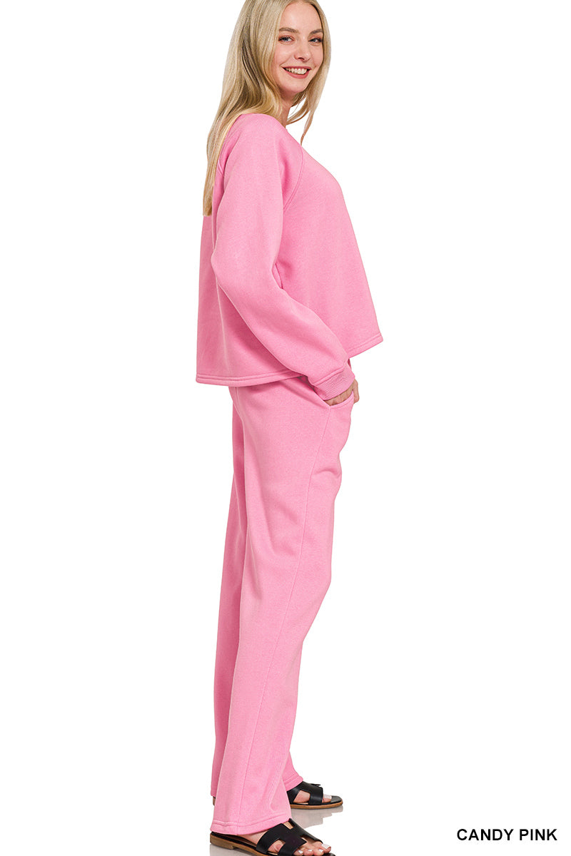 Fleece Raglan Sleeve Pullover & Sweatpants Set