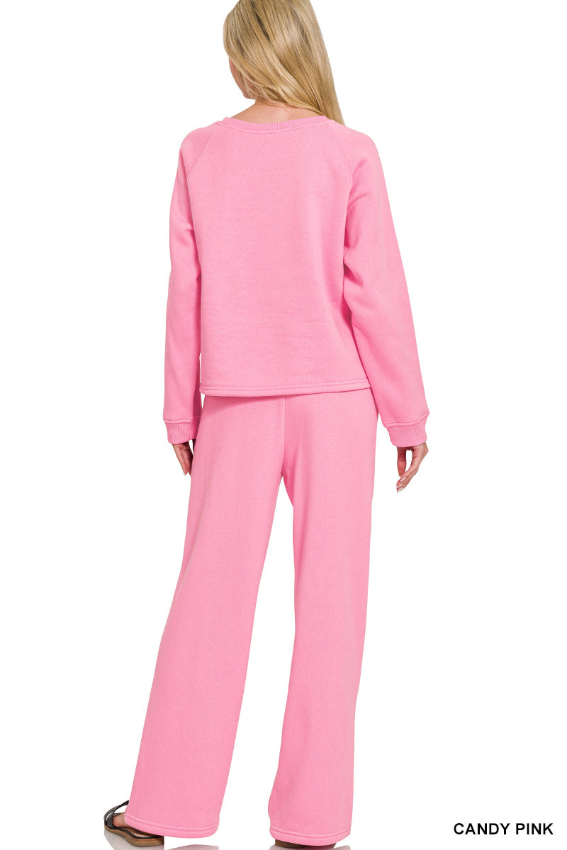 Fleece Raglan Sleeve Pullover & Sweatpants Set