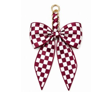 Game Day Checkered Bow Bag Charm