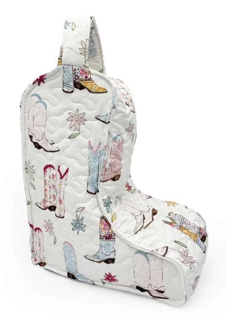 Daisy Boots Patchwork White Quilted Boot Bag