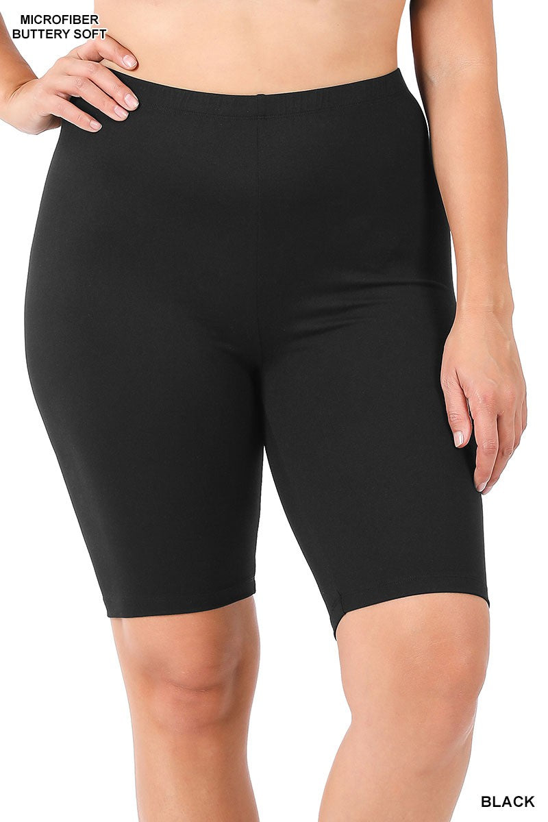 PLUS BRUSHED MICROFIBER BIKER SHORTS