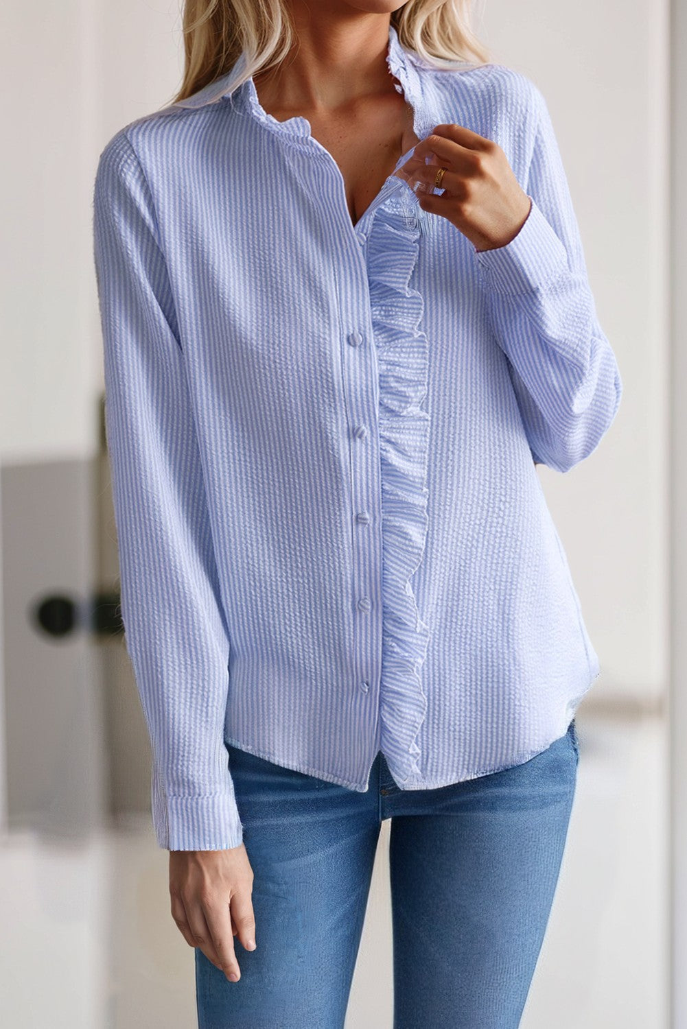 Ruffled Long Sleeve Bubble Shirt