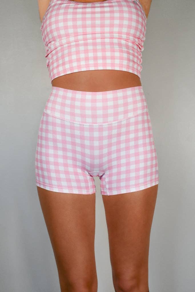 Pivot Gingham Biker Shorts - TooLooLah