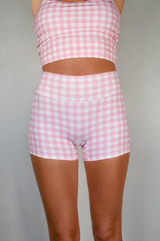 Pivot Gingham Biker Shorts - TooLooLah