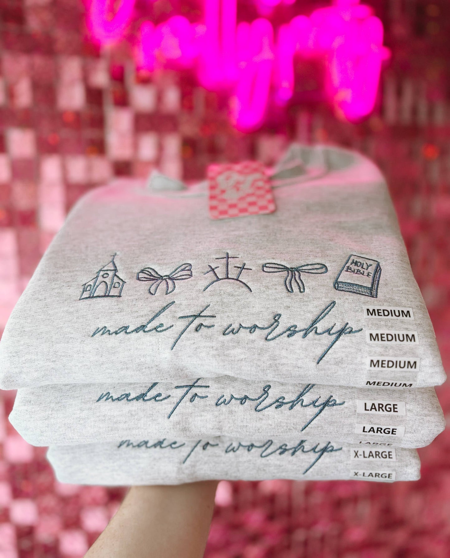 Made To Worship Embroidered Crewneck | Church Sweatshirt