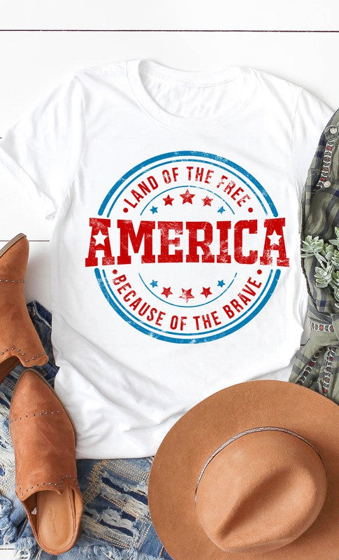 America Land of the Free Circle Graphic Tee