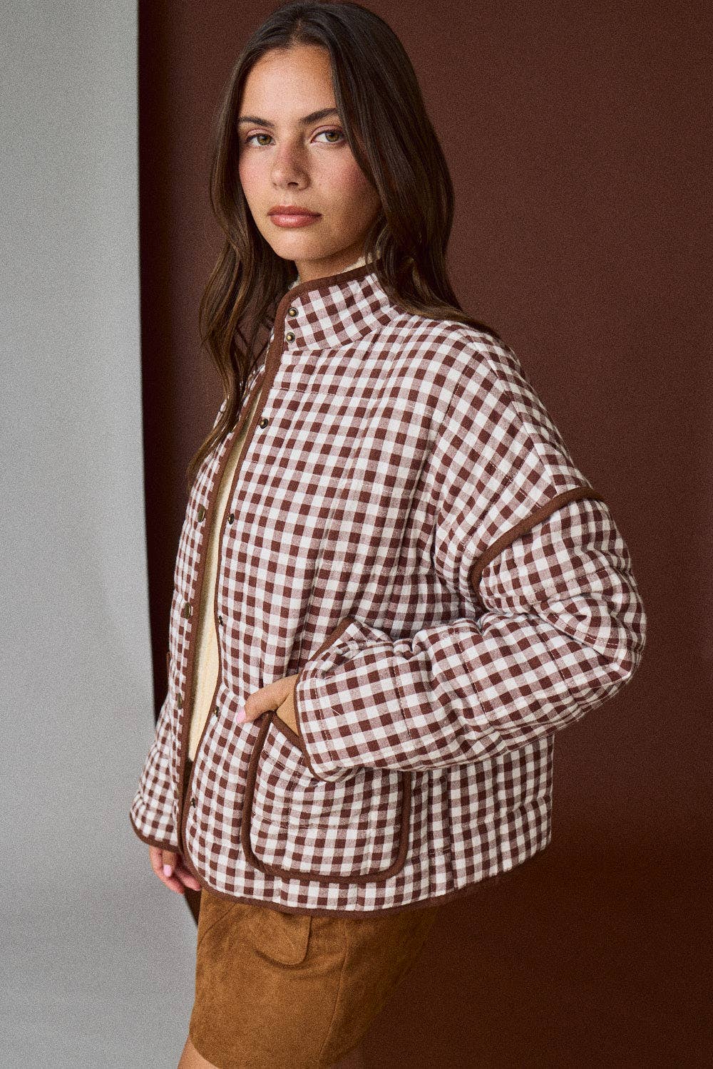 CHB-Gingham Quilted Jacket