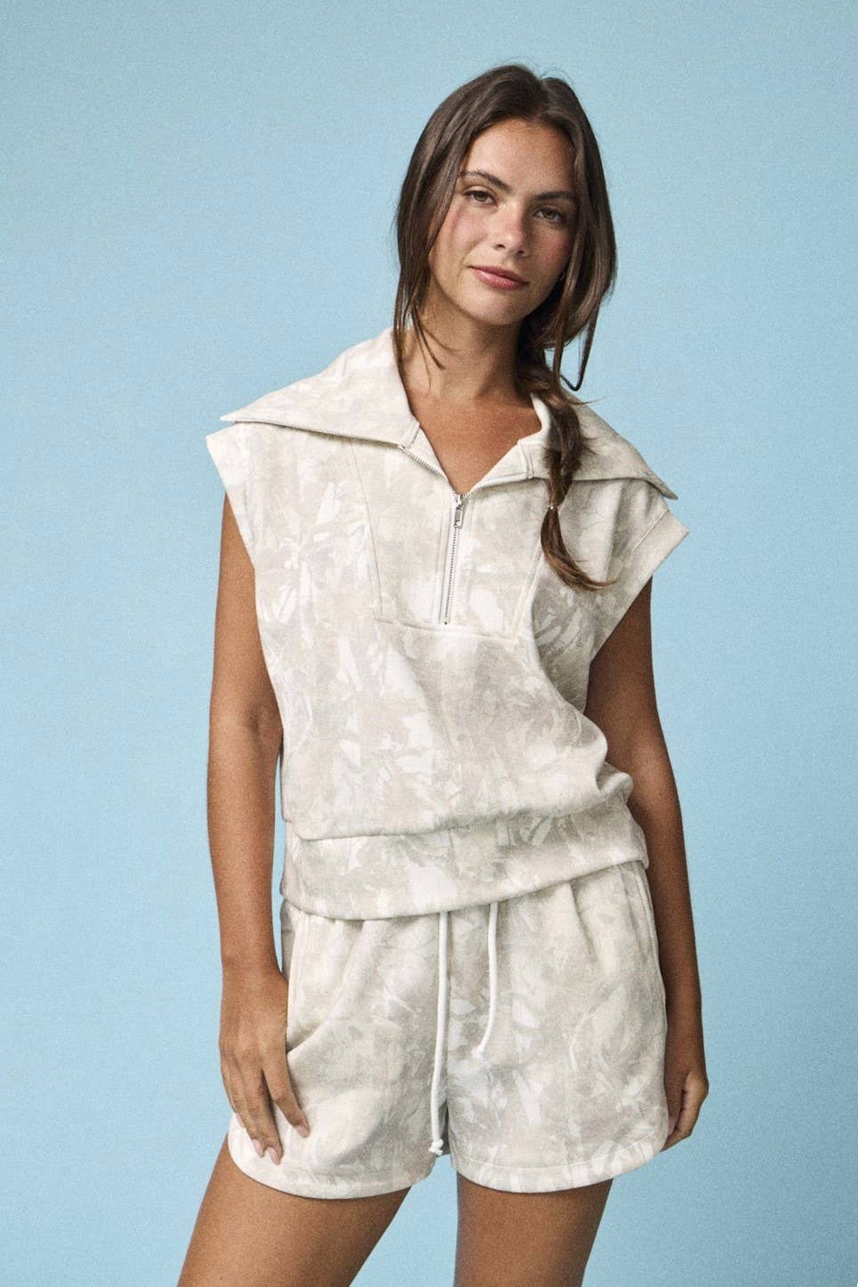 Camo Half Zip Top and Shorts Set