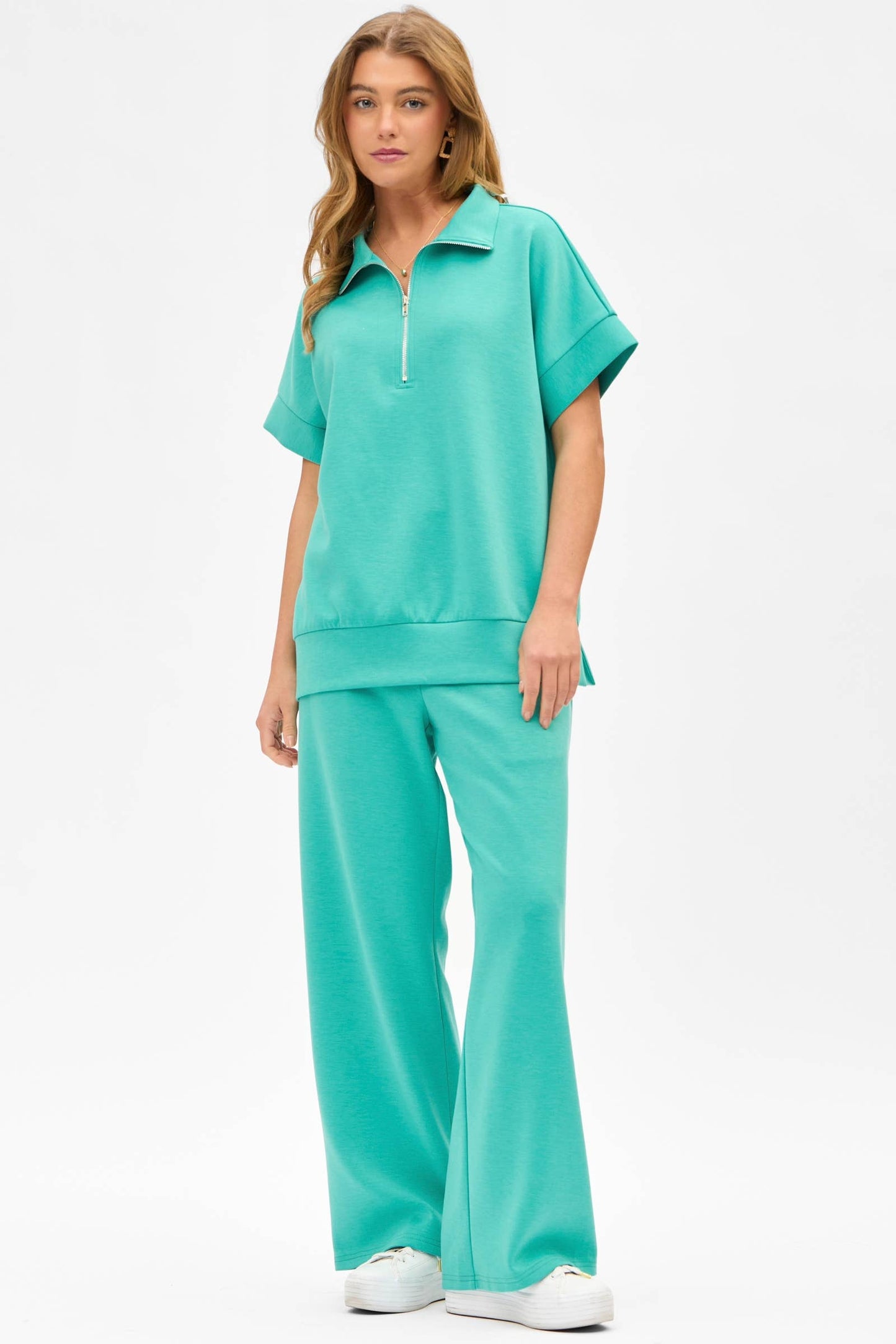 Dear Scarlett - Short Sleeve Quarter Zip + Pants Modal Set TRVSET-CATALINA