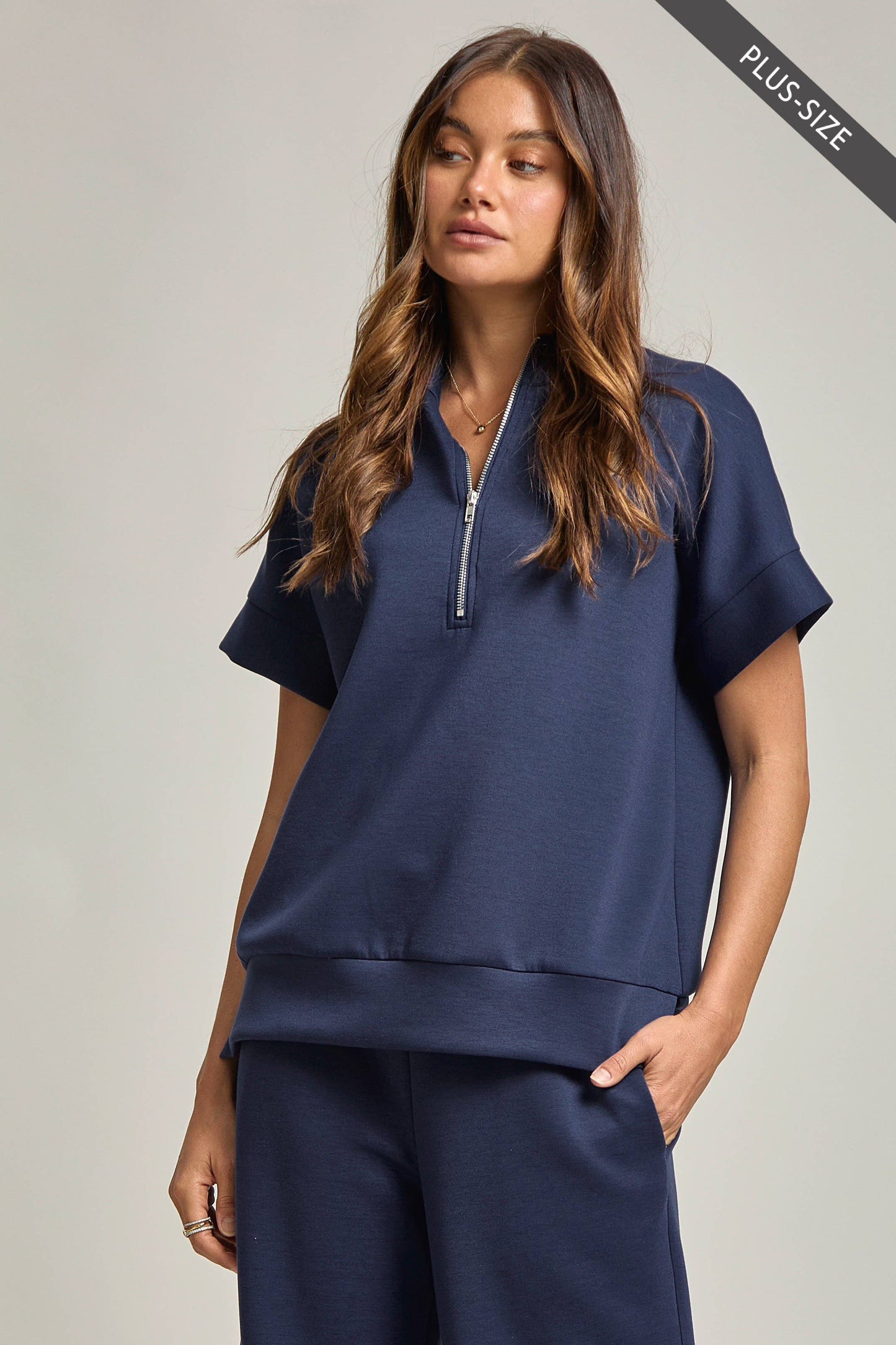 Dear Scarlett - PLUS SIZE Quarter Zip + Pants Modal Set TRVSET-CATALINAP