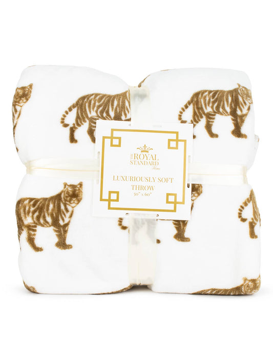 Tiger Prowl Throw Taupe/White 50x60