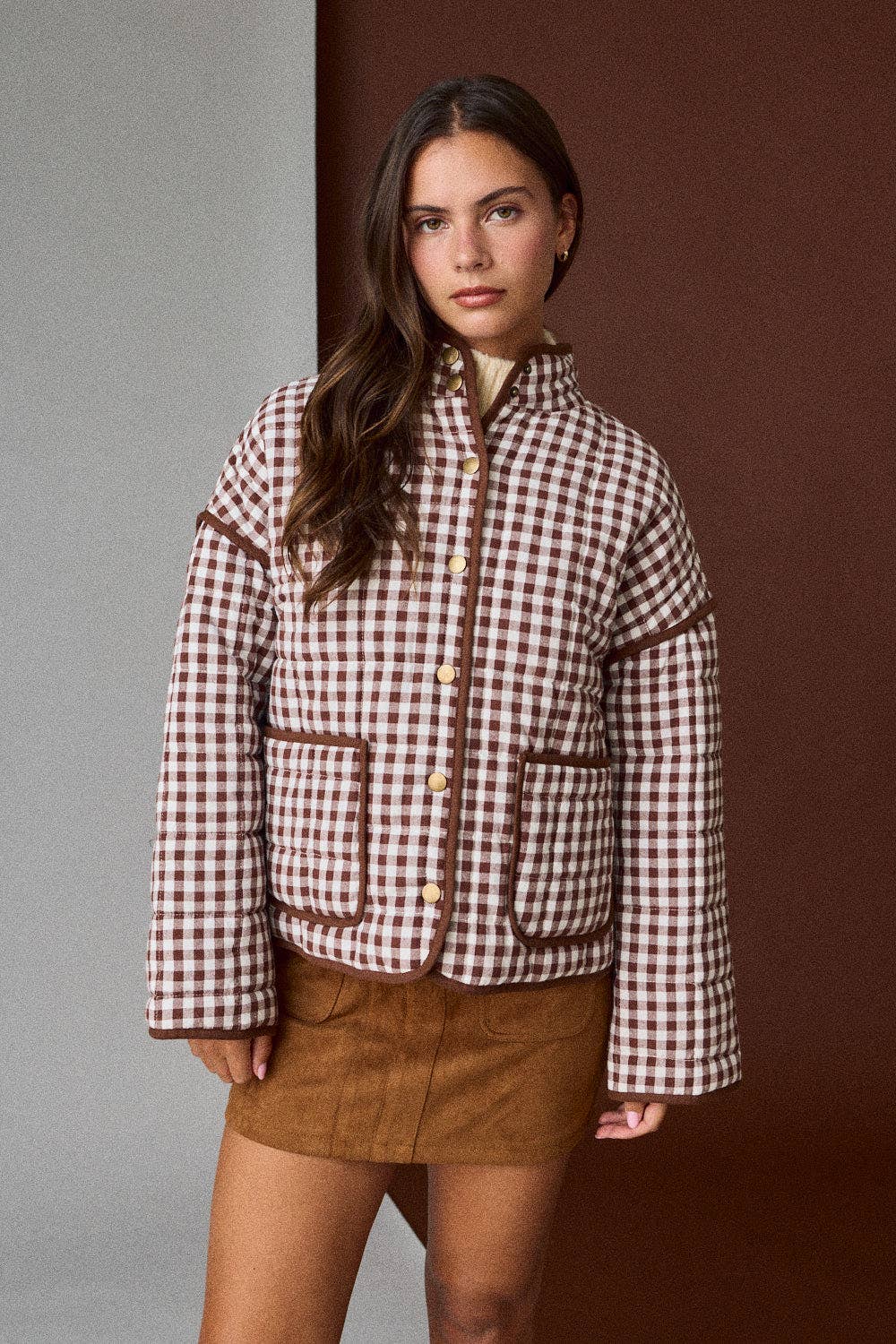 CHB-Gingham Quilted Jacket