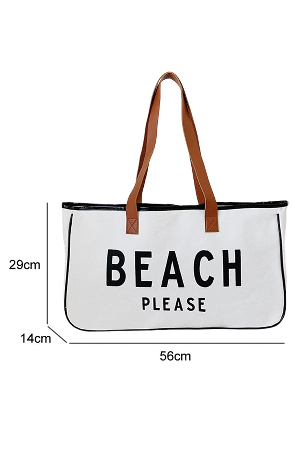 BEACH PLEASE Print Large Canvas Tote Bag