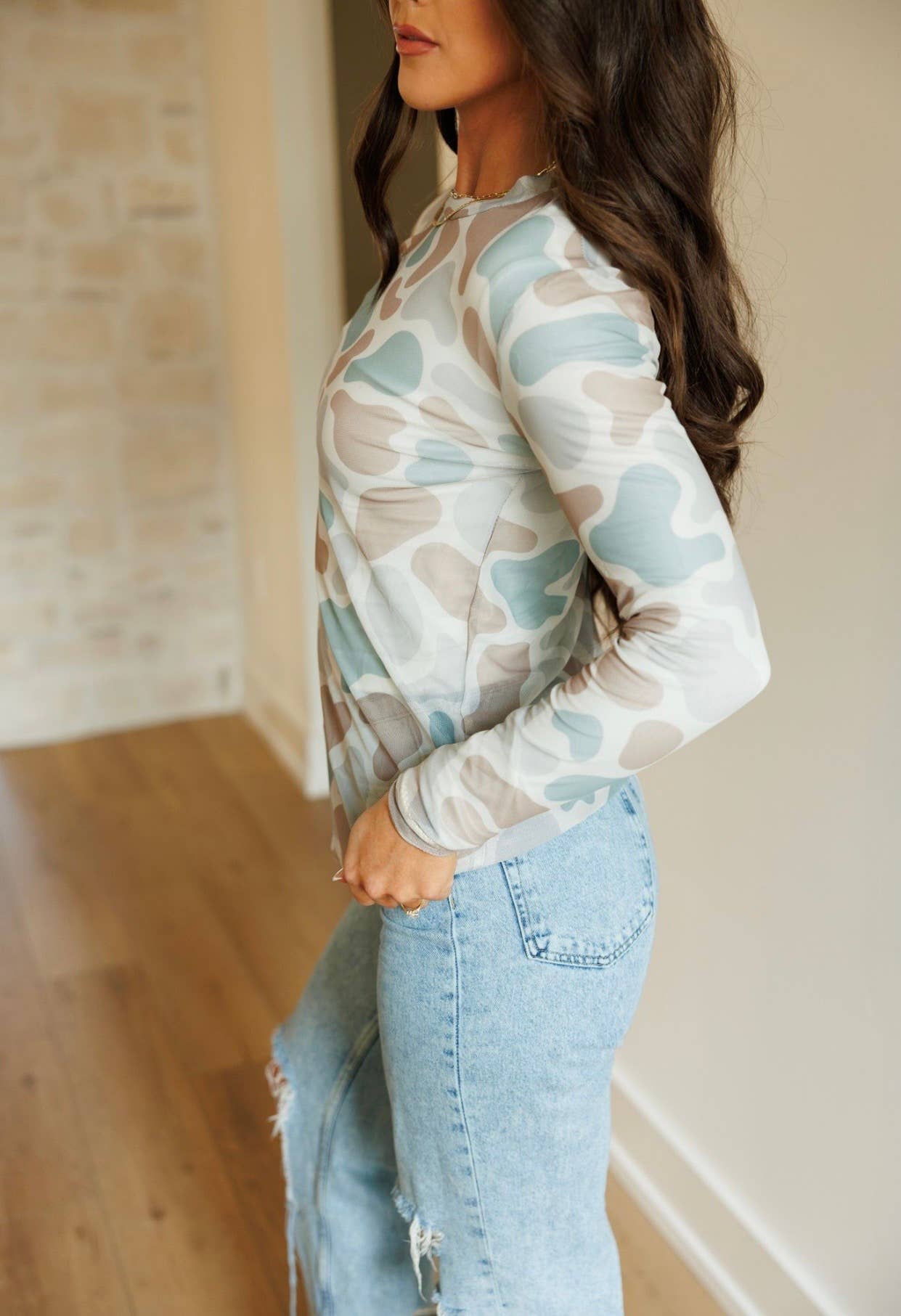 CrawfordHill Camo Mesh Top
