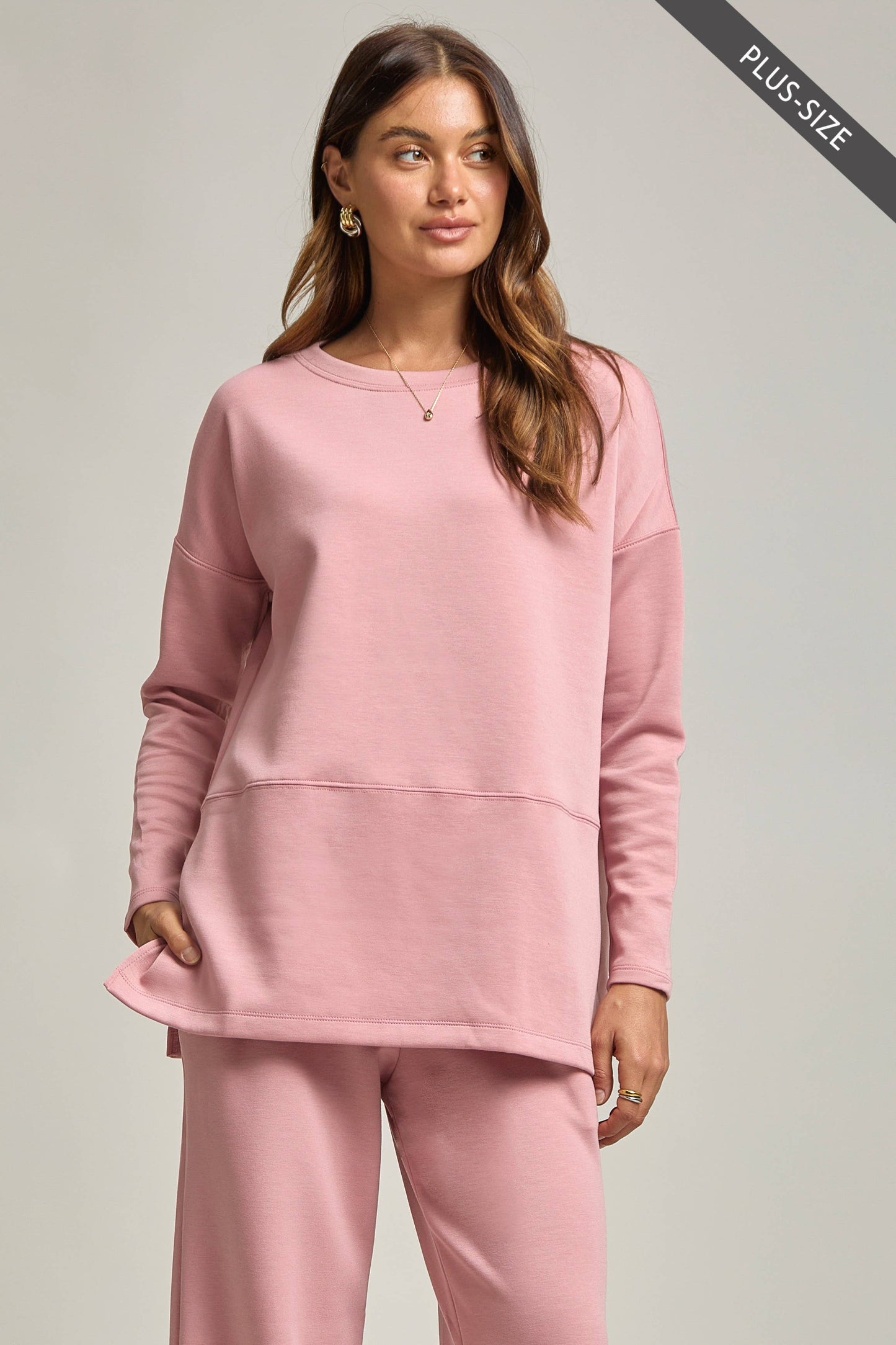 Dear Scarlett - PLUS SIZE Tunic Top + Straight Pants Travel Modal Set