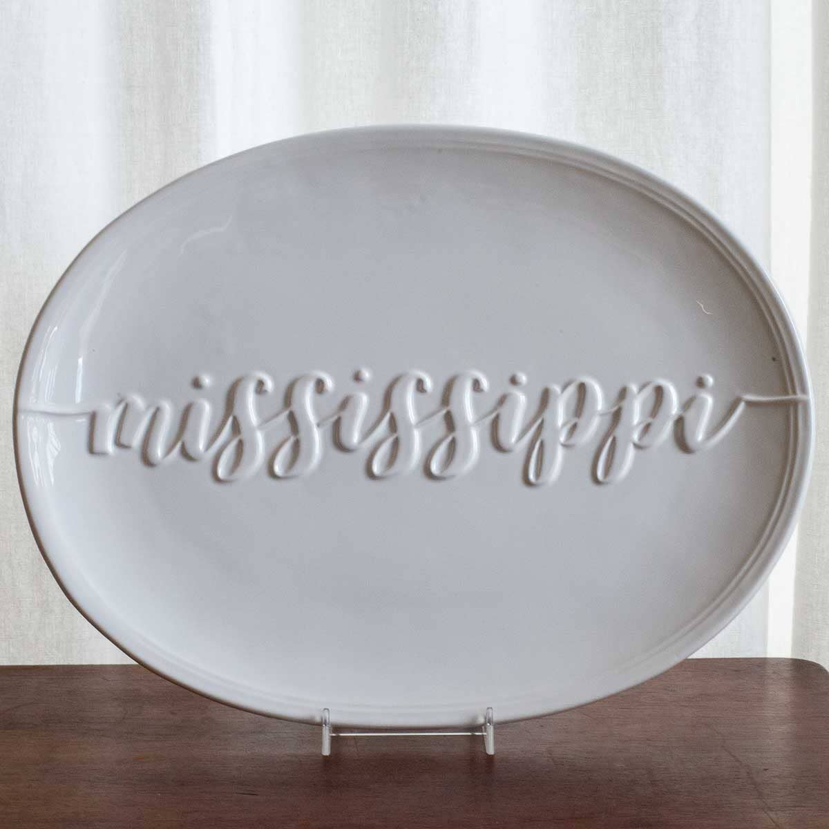 Mississippi Embossed Platter   White   16x12