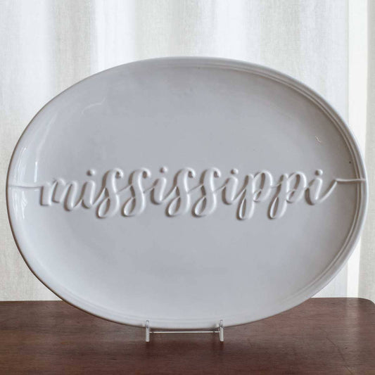 Mississippi Embossed Platter White 16x12