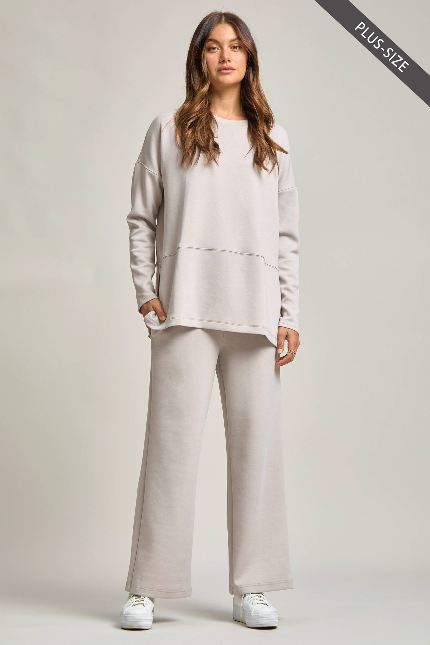 Dear Scarlett - PLUS SIZE Tunic Top + Straight Pants Travel Modal Set