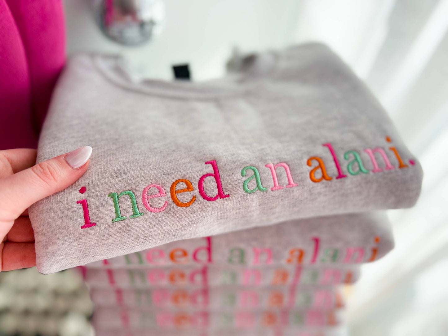 I need a drink Embroidered Crewneck | Sweatshirt