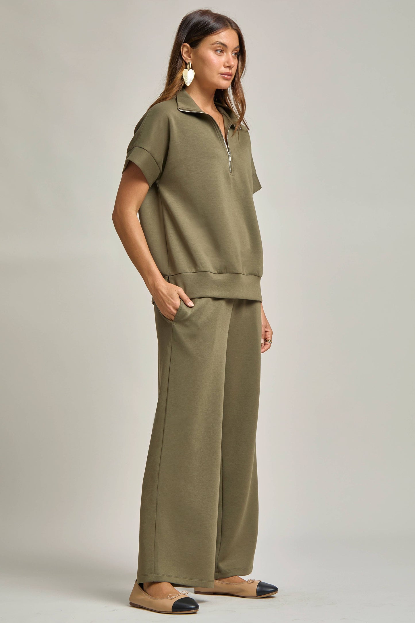 Dear Scarlett - Short Sleeve Quarter Zip + Pants Modal Set TRVSET-CATALINA