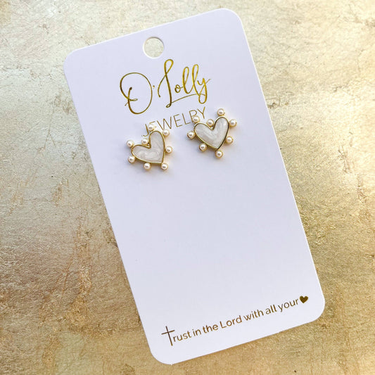 O’Lolly Jewelry - Heart of Pearls Stud Earrings