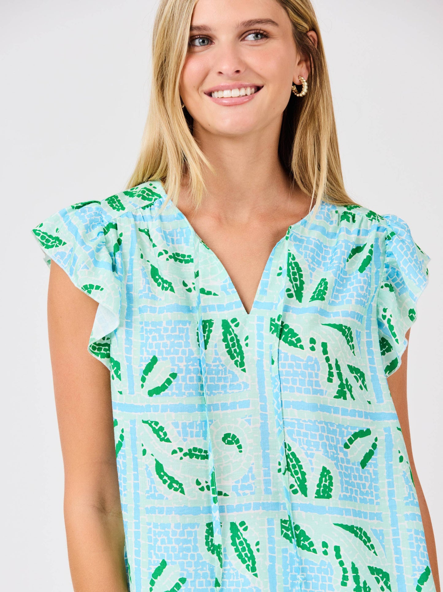 Lydia Top | Trellis Tiles Blue
