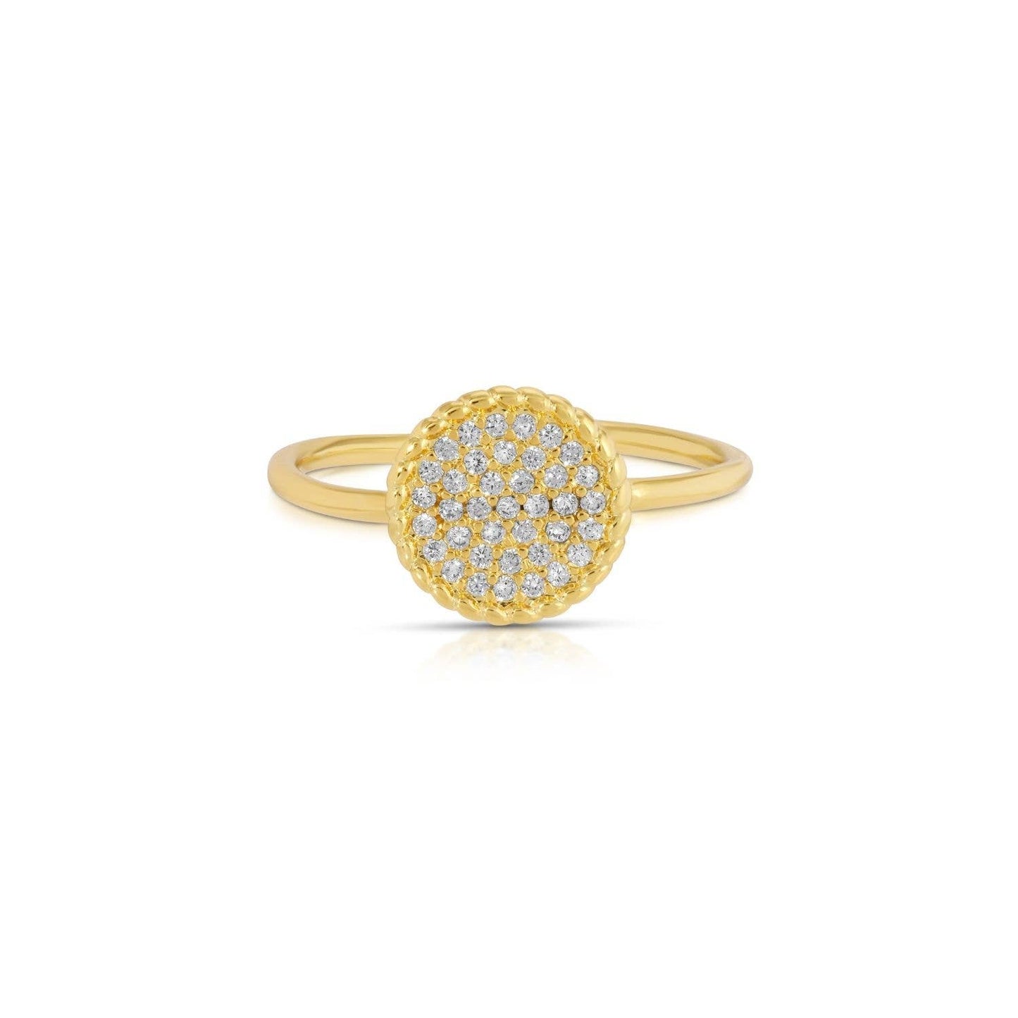 Splendid Iris - Pave Circle Delicate Adjustable Ring