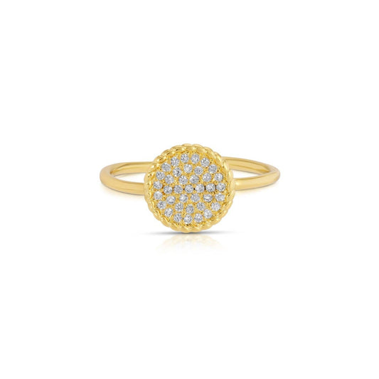 Splendid Iris - Pave Circle Delicate Adjustable Ring