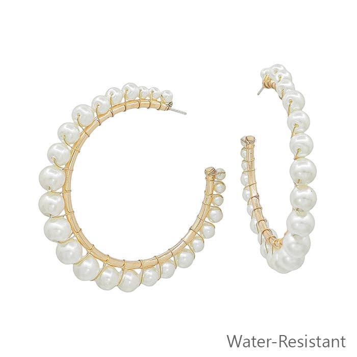 Water Resistant Freshwater Graduated Pearl 2" Earring