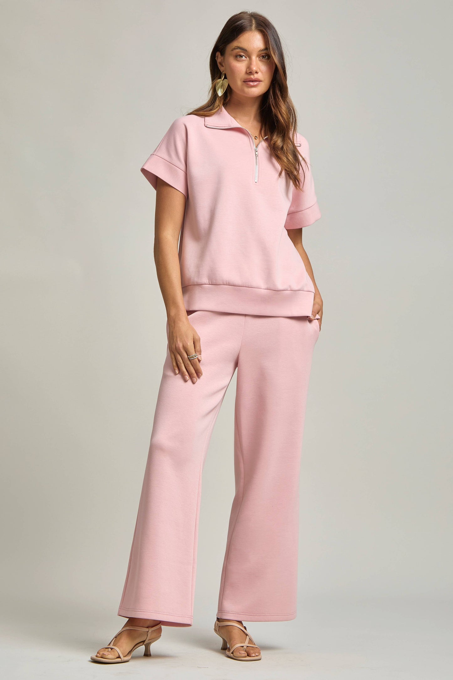 Dear Scarlett - Short Sleeve Quarter Zip + Pants Modal Set TRVSET-CATALINA