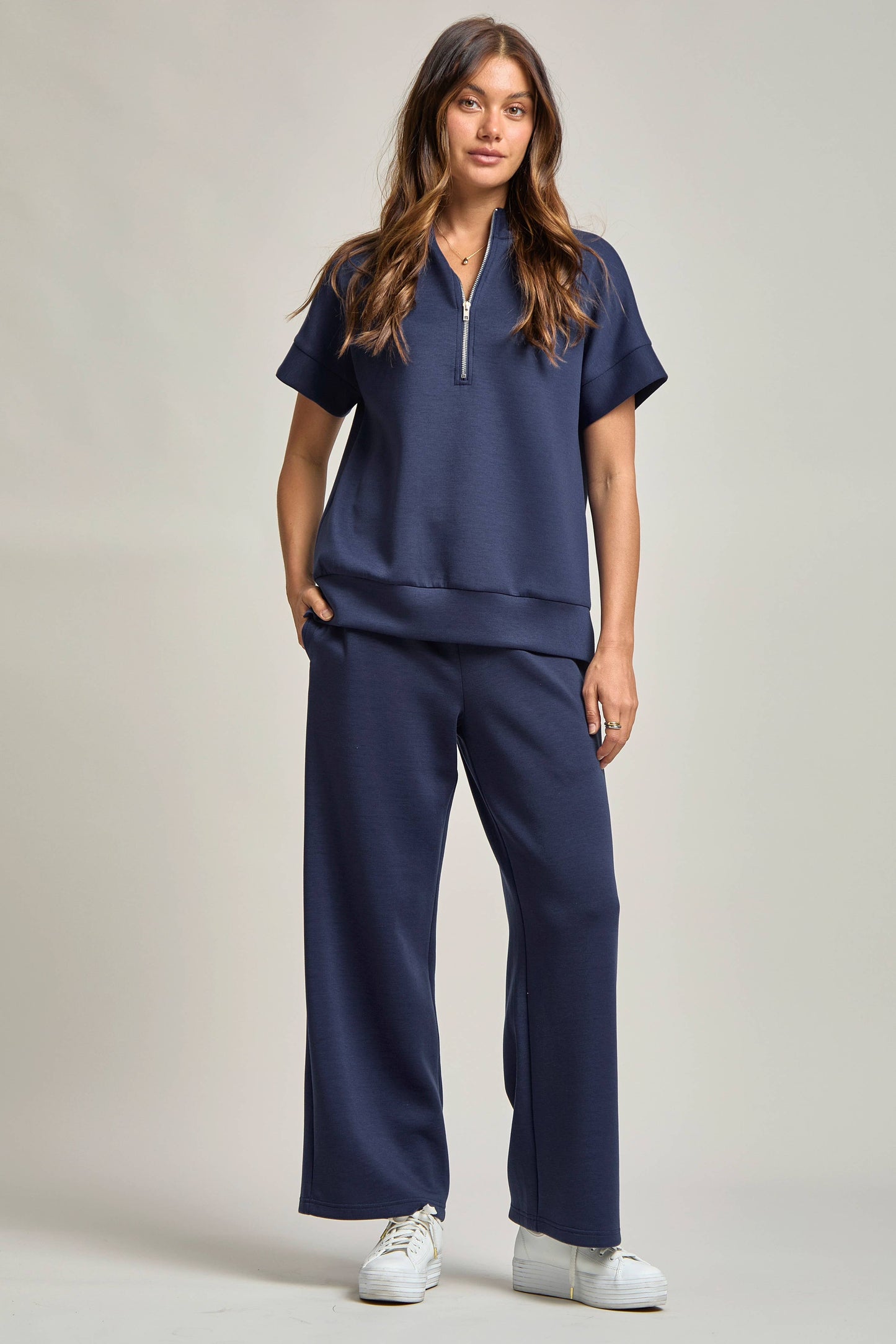 Dear Scarlett - Short Sleeve Quarter Zip + Pants Modal Set TRVSET-CATALINA
